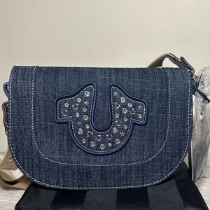 True Religion Blue Denim Crossbody Bag